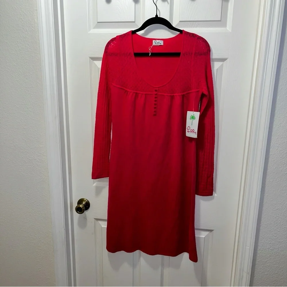 Lilly Pulitzer Alessandra dark pink fuchsia knit sweater dress new nwt large L - Picture 6 of 10
